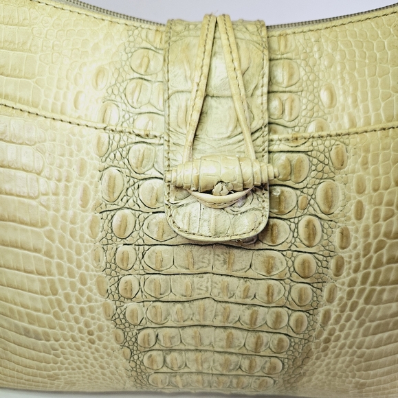 Vintage Brahmin Isabelle Toggle Ivory Cream Crocodile Leather Shoulder Bag Purse - Picture 11 of 16